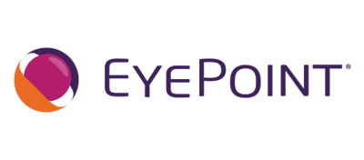 eyepoint-scaled EyePoint logo with a purple and orange circular design to the left of the word EyePoint written in capitalized, modern purple font.