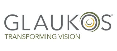 glaukos-scaled Glaukos logo with the tagline Transforming Vision. The letter O in Glaukos is stylized with concentric circular lines resembling an eye.