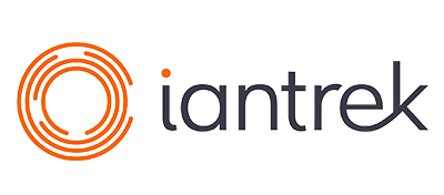 Iantrek-scaled Logo with an orange circular, maze-like design on the left and the word iantrek in lowercase, modern black font on the right.